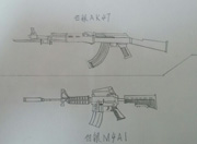 生死狙击玩家手绘—白银AK47和M4A1