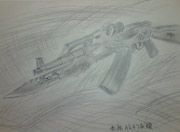 生死狙击玩家手绘—帅气素描荣耀AK47