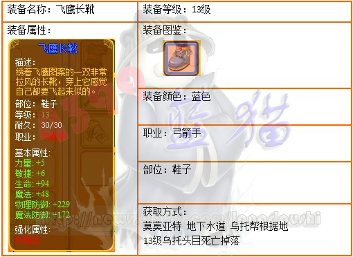 龙斗士弓箭手13级装备飞鹰长靴