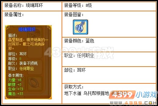 龙斗士8级蓝装 琉璃耳环