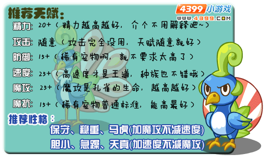 洛克王国皮球孔雀推荐天赋 推荐性格