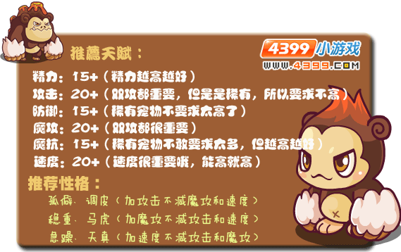 洛克王国可爱猿推荐天赋推荐性格