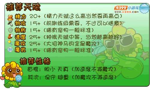 洛克王国向日葵推荐天赋和性格