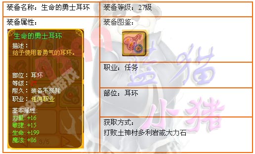 4399龙斗士27级生命的勇士耳环
