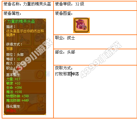 4399龙斗士战士32级力量的精英头盔

