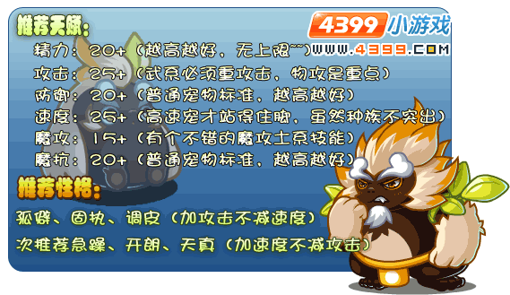 洛克王国白眉小猿推荐天赋推荐性格