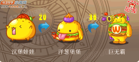 洛克王国汉堡娃娃进化图