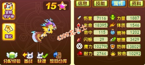 龙斗士怒雷兽60级15星属性 守护
