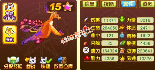 龙斗士九天凤凰60级15星属性 守护