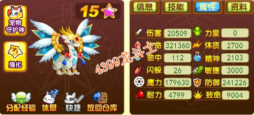 龙斗士光翼守护者63级15星属性