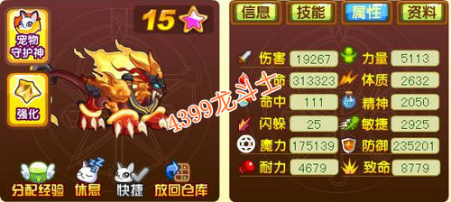 龙斗士烈火守护63级15星属性图