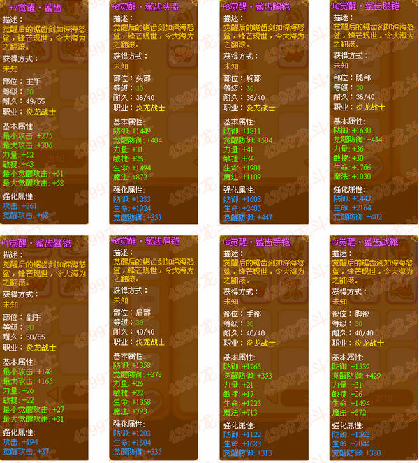 龙斗士炎龙战士30级觉醒装备