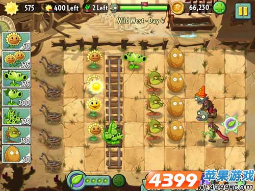 植物大战僵尸2狂野西部第4关二星攻略