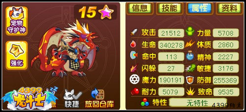 龙斗士龙王雷恩65级15星属性 守护