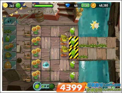植物大战僵尸2海盗港湾种子保卫战第一关攻略