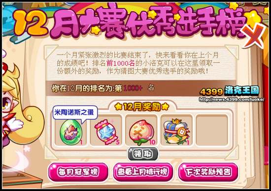 洛洛猜图大赛12月冠军榜出炉