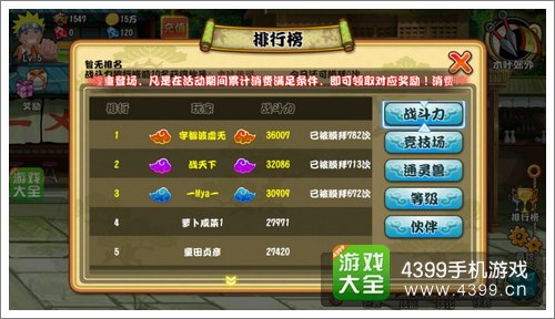 格斗火影排行榜