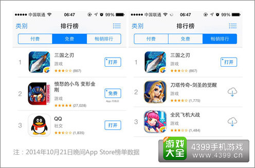 三国之刃夺App Store双榜榜首
