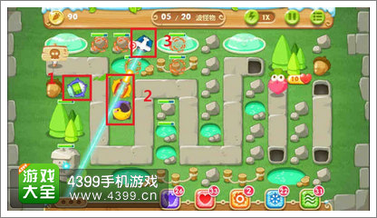 保卫萝卜2D1关攻略