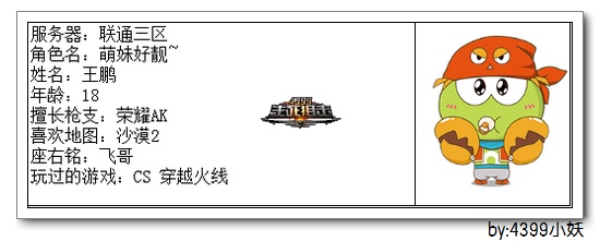 4399生死狙击王者争霸第三赛季季后赛A组选手资料