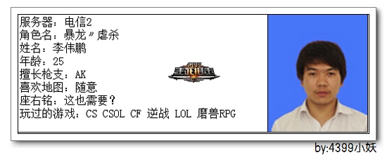 4399生死狙击王者争霸第三赛季季后赛F组选手资料