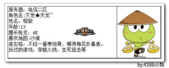 4399生死狙击王者争霸第三赛季季后赛G组选手资料