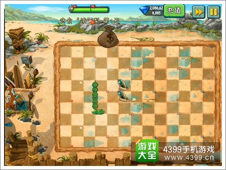 植物大战僵尸2巨浪沙滩贪食饿梨第一关攻略