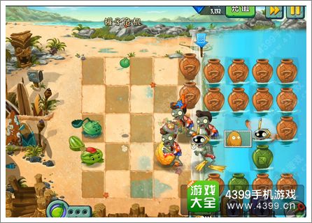 植物大战僵尸2巨浪沙滩罐子危机第一关攻略
