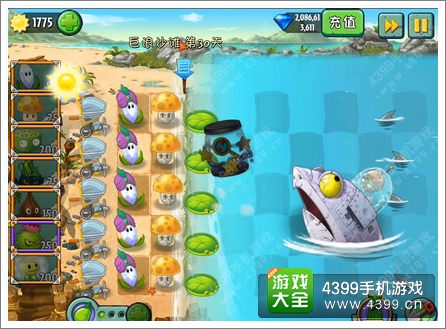 植物大战僵尸2巨浪沙滩第30关攻略 棱镜草战术