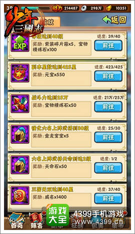 少年三国志成就奖励