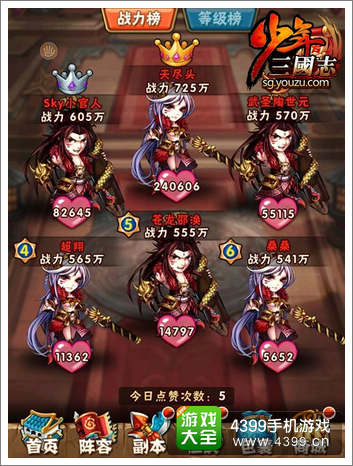 《少年三国志》战力榜
