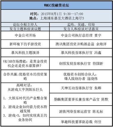 WMGC投融资论坛议程
