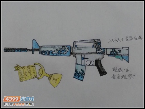 生死狙击玩家手绘—M4A1蓝焰冰魂