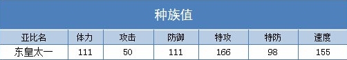 奥拉星东皇太一种族值