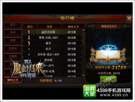 全民奇迹天梯排行