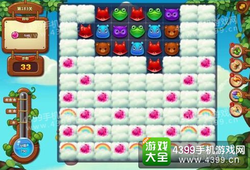 开心消消乐183关三星攻略