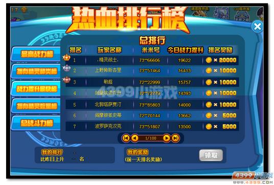 魔神世纪我是强者 全民战力冲击赛排行榜