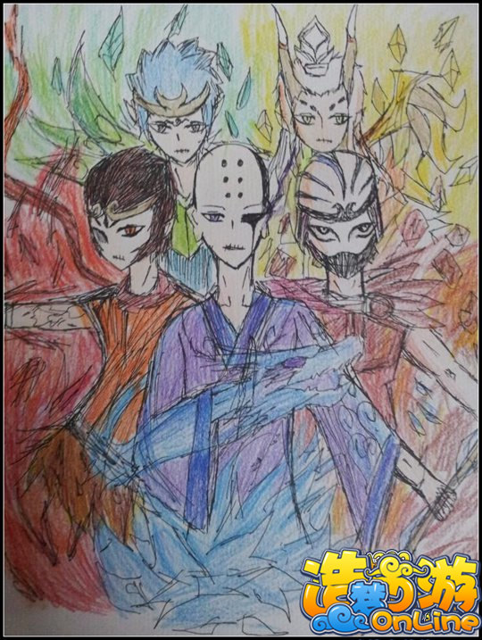 洪荒大劫篇手绘师徒五人-4399叫兽