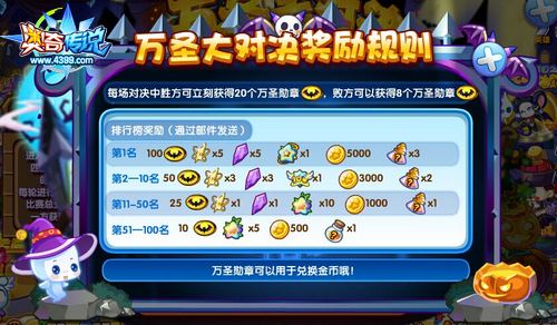 奥奇传说万圣大对决排名奖励