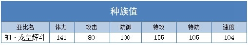奥拉星神龙皇辉斗种族值解析
