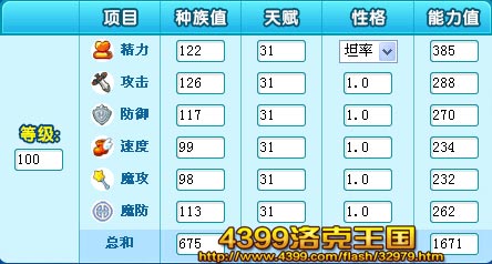洛克王国暗黑执事能力值计算表