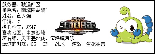 4399生死狙击最强王者争霸赛第六赛季D组玩家资料