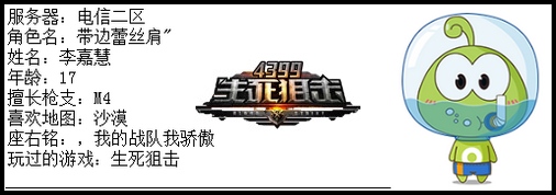 4399生死狙击最强王者争霸赛第六赛季F组玩家资料