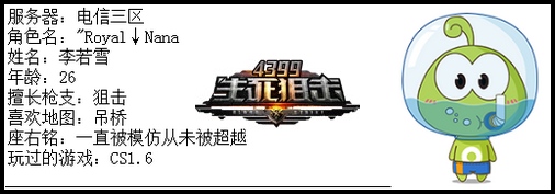 4399生死狙击最强王者争霸赛第六赛季G组玩家资料