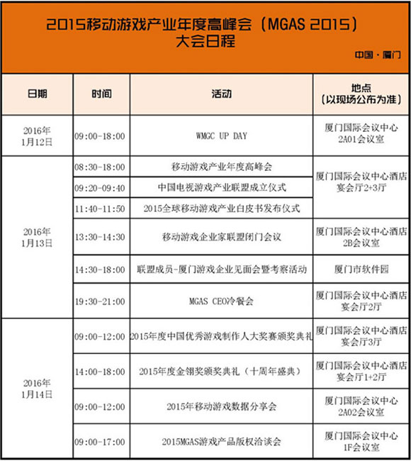 MGAS同期活动一览