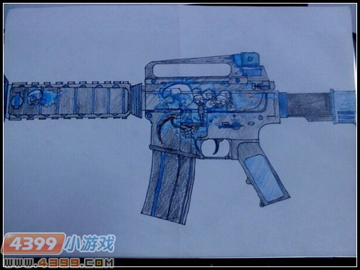 生死狙击玩家手绘—M4A1蓝精灵