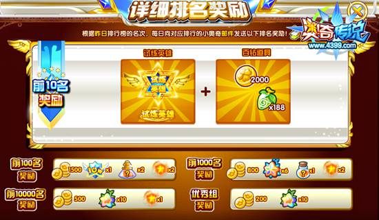 奥奇传说英雄试炼回归 获得称号和奖励 排行榜奖励