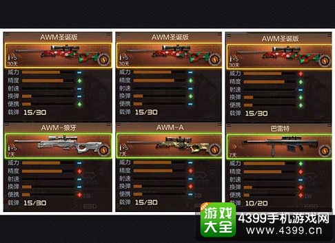 CF手游AWM圣诞版枪支对比
