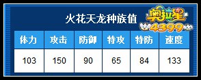 奥拉星火花天龙种族值