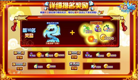 奥奇传说钻石红包疯狂派排名奖励